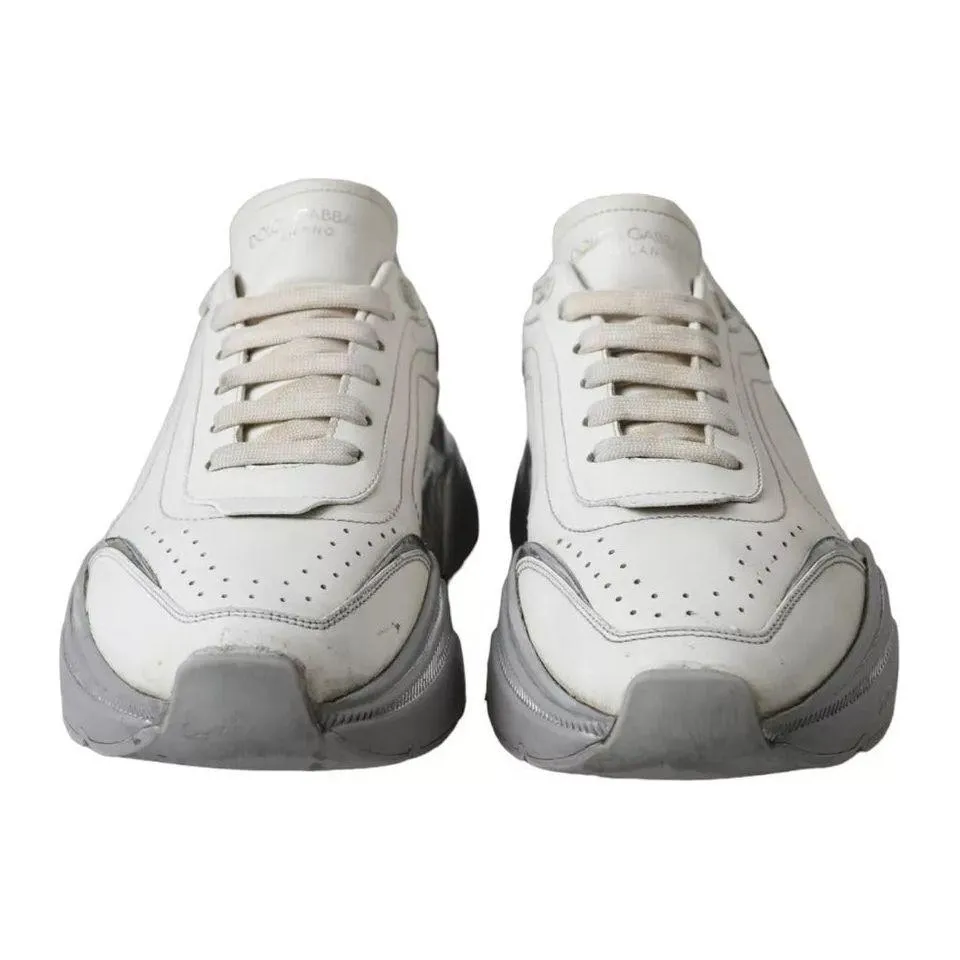 Dolce & Gabbana White Silver Daymaster Low Top Sneakers Shoes