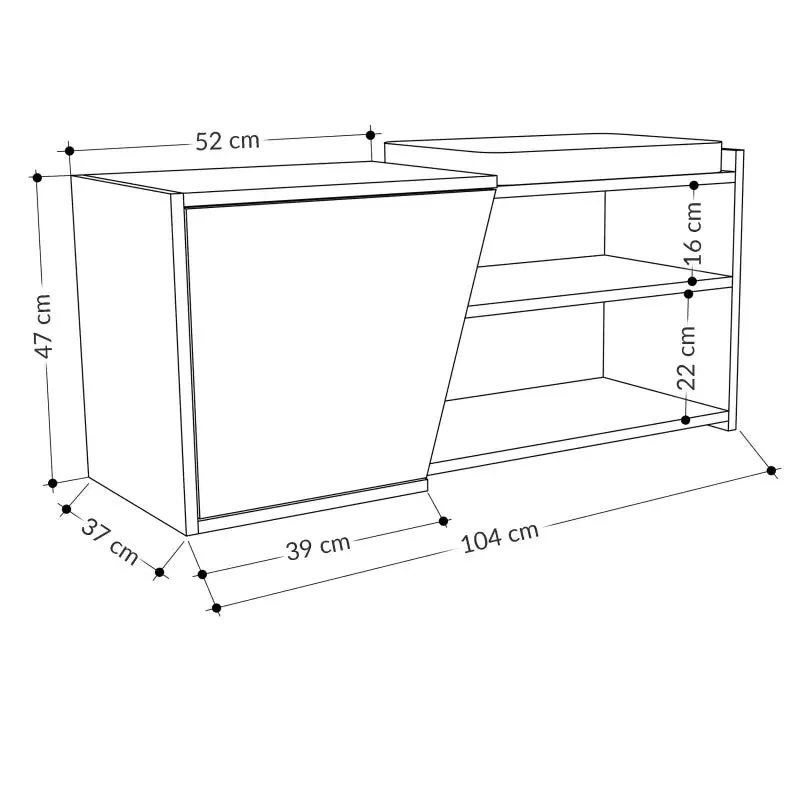 Fiona Shoe Storage With Bench Width 104 cm