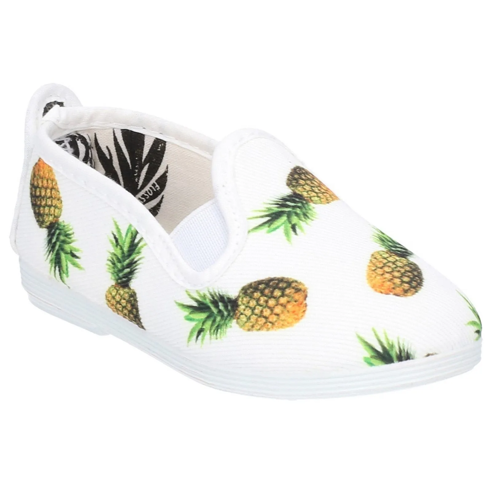 Frassy Juniors Pineapple Print Slip-On Shoes Canvas Kids' Footwear  Elegant Elasticated Fitting Lightweight Flexible Sole Scented Design