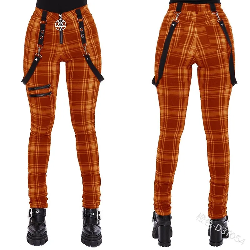 Funki Buys | Pants | Women's Gothic Punk Plaid High Waist Pant