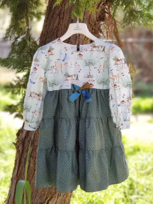 Girl's cotton Dress - DREAM Green