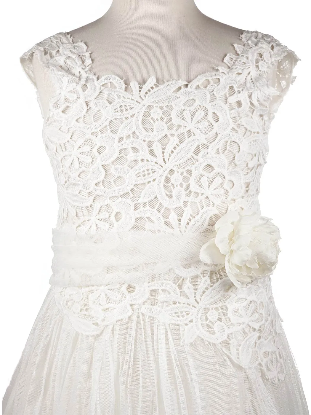 Girl's Lace Baloon dress - SANDRA off white