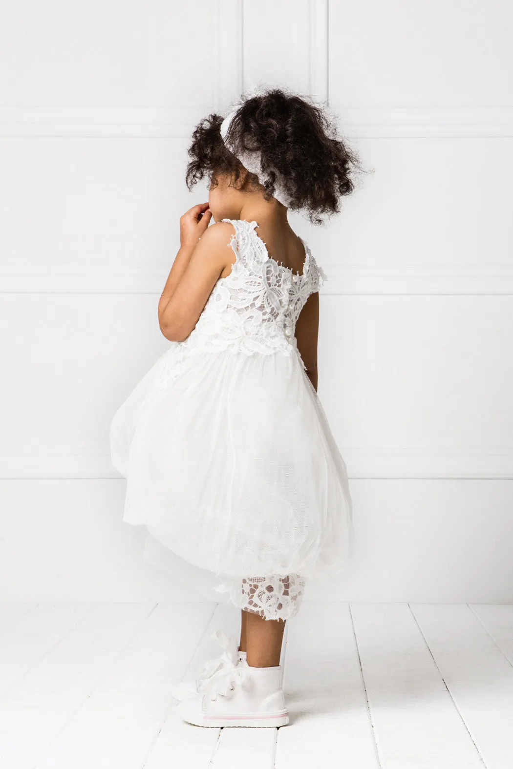 Girl's Lace Baloon dress - SANDRA off white