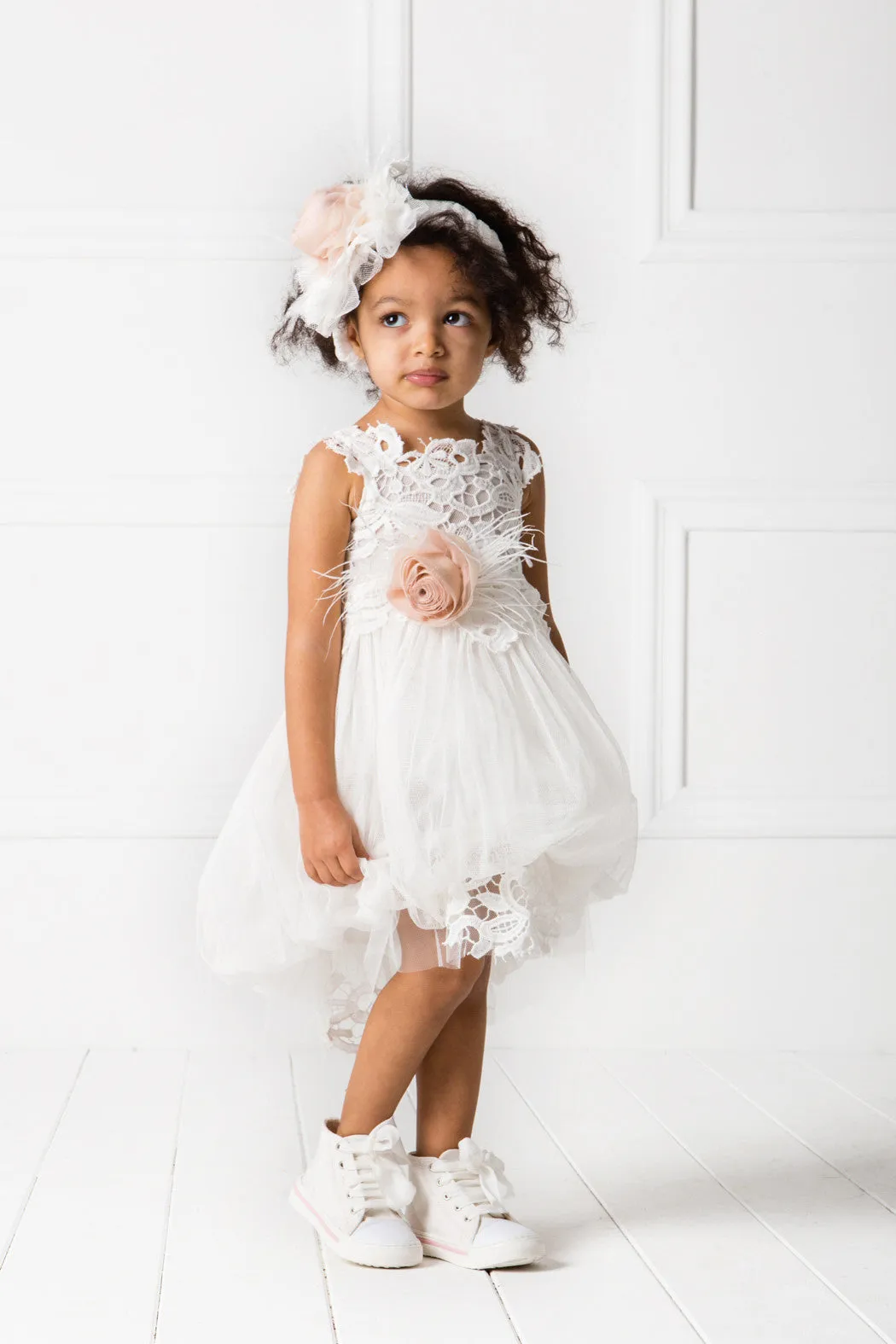 Girl's Lace Baloon dress - SANDRA off white