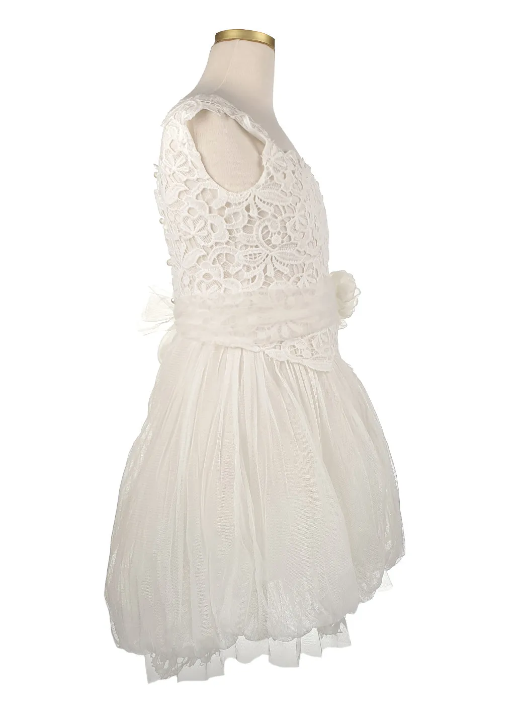 Girl's Lace Baloon dress - SANDRA off white