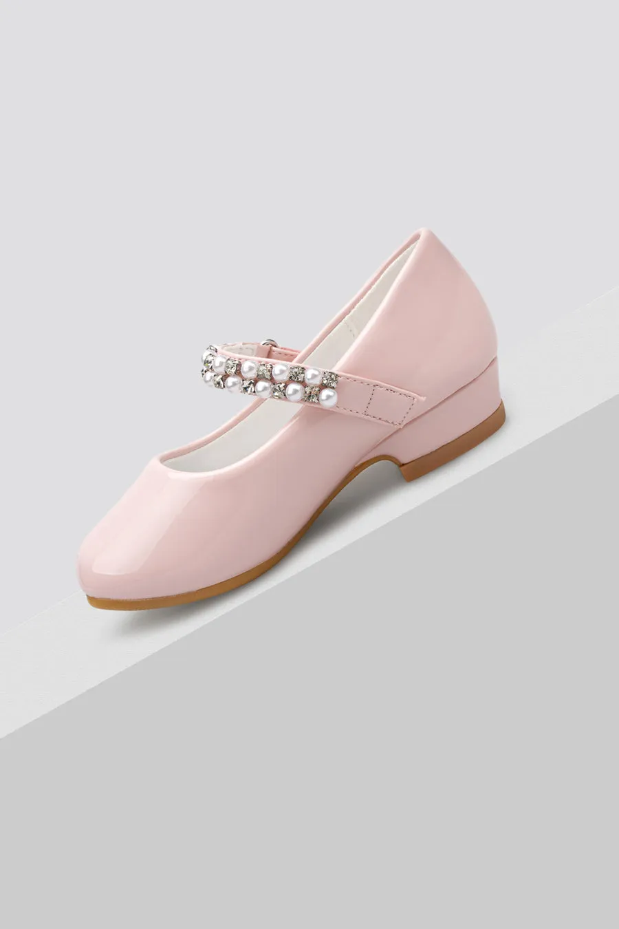 Girls Pearl and diamond strap Low Heel Mary Jane Dress Shoes