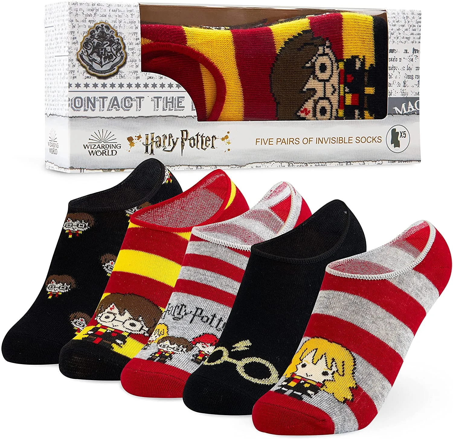 Harry Potter Invisible Socks Kids, 5 x No Show Socks Low Cut Socks Harry Potter Gifts