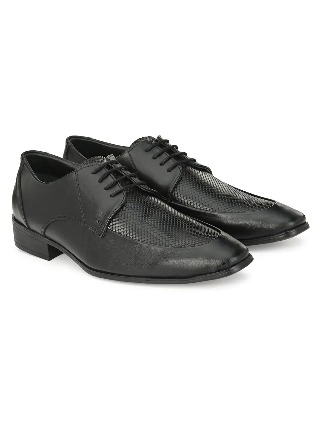 HITZ6456 Men's Black Leather Formal  Lace-Up Shoes