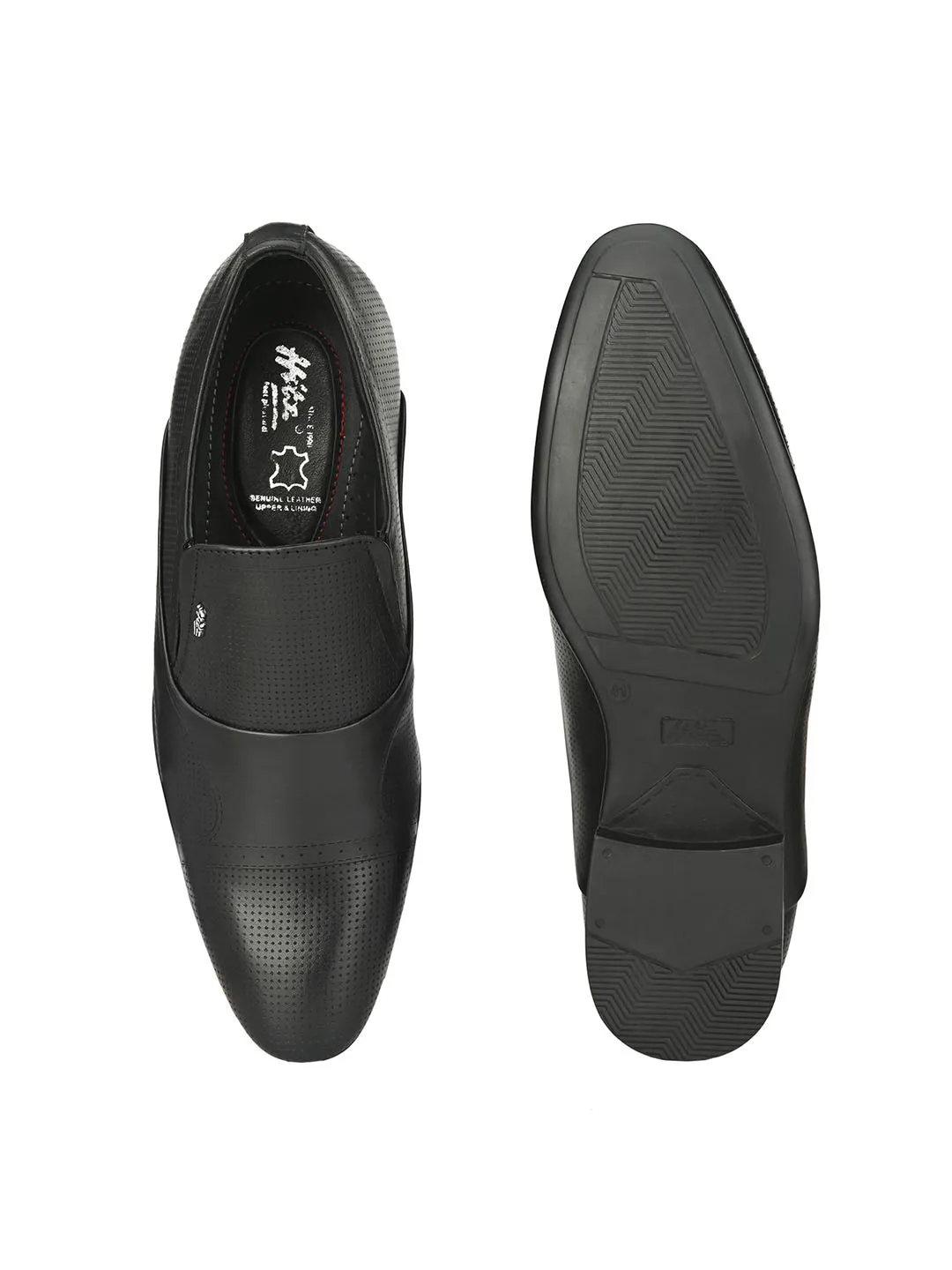 HITZN_17 Men's Black Leather Formal  Slip-On Shoes