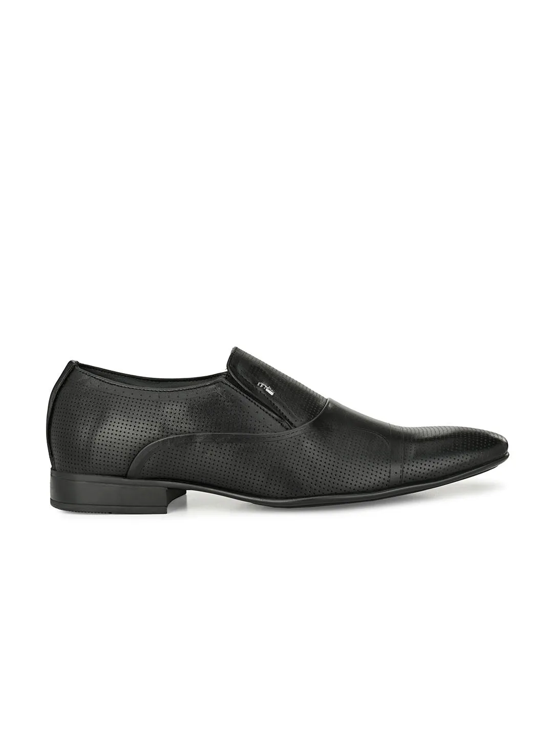 HITZN_17 Men's Black Leather Formal  Slip-On Shoes