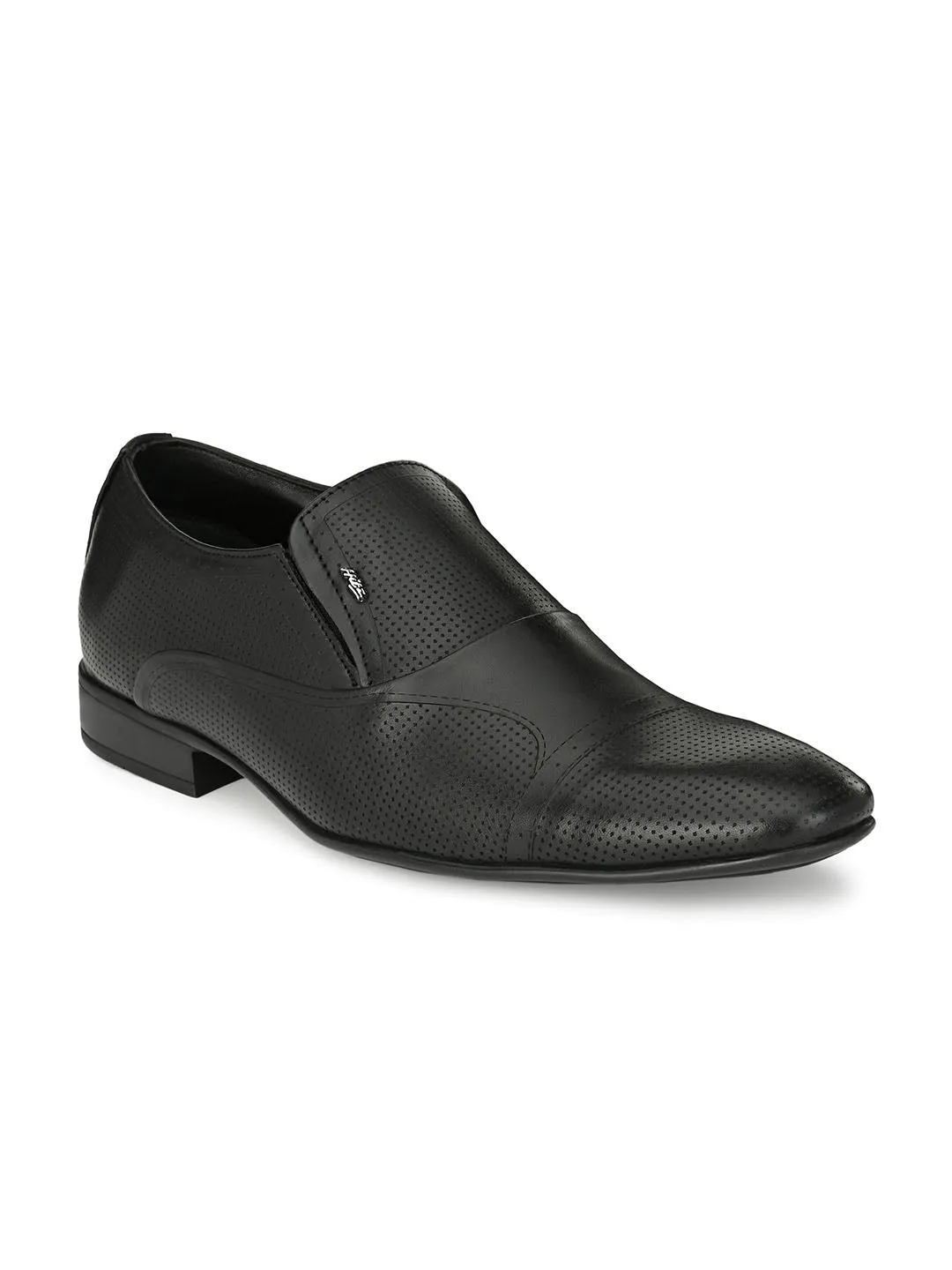 HITZN_17 Men's Black Leather Formal  Slip-On Shoes