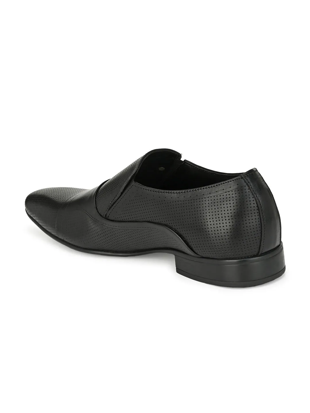 HITZN_17 Men's Black Leather Formal  Slip-On Shoes