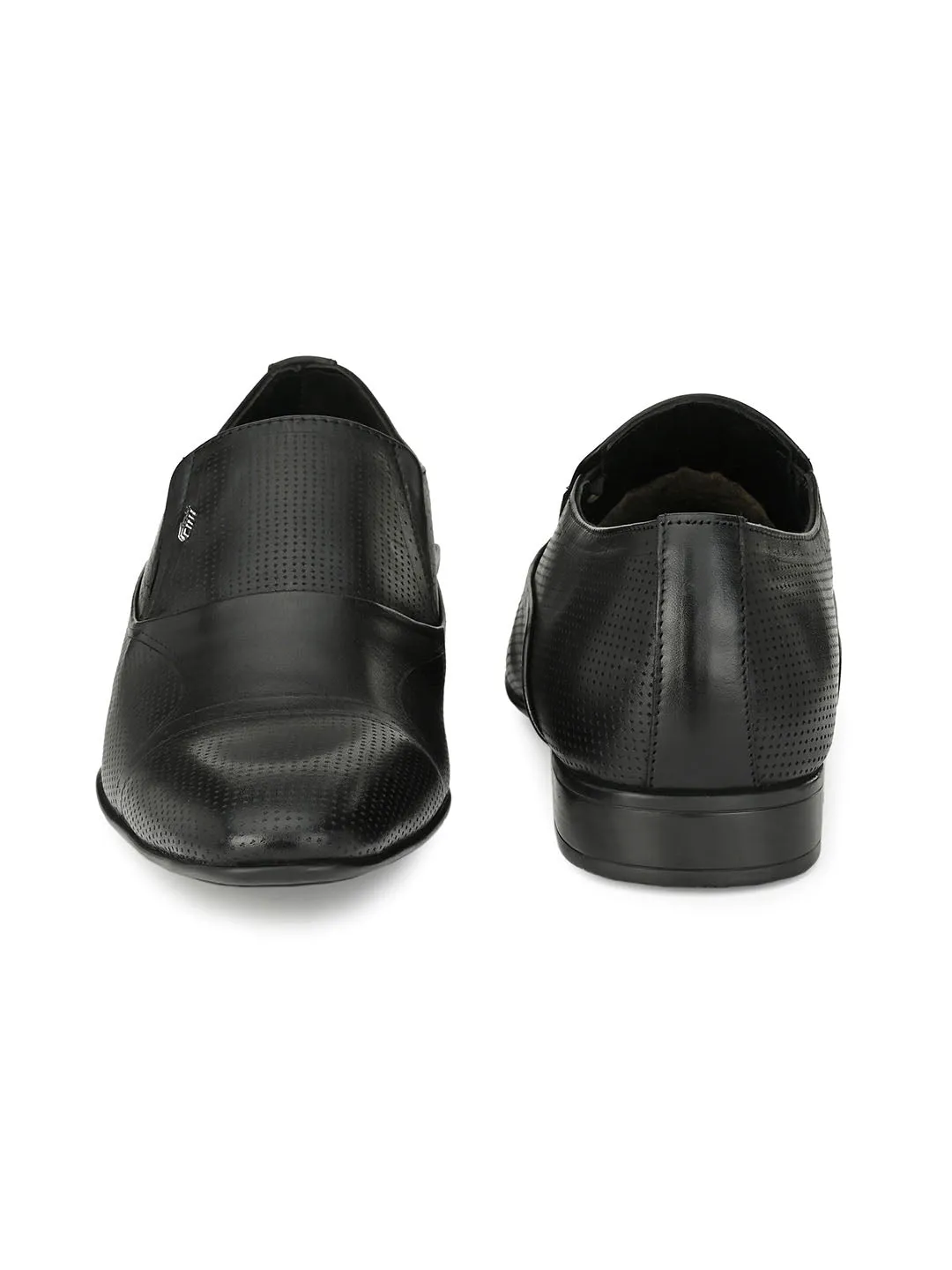 HITZN_17 Men's Black Leather Formal  Slip-On Shoes