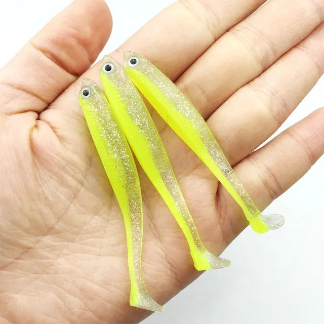 Hot selling Wobblers Jig Fishing Lure Soft Worm lures 2.2g 7cm Jerkbait Fish Ocean Rock 3pcs/lot Free Shipping YE-260