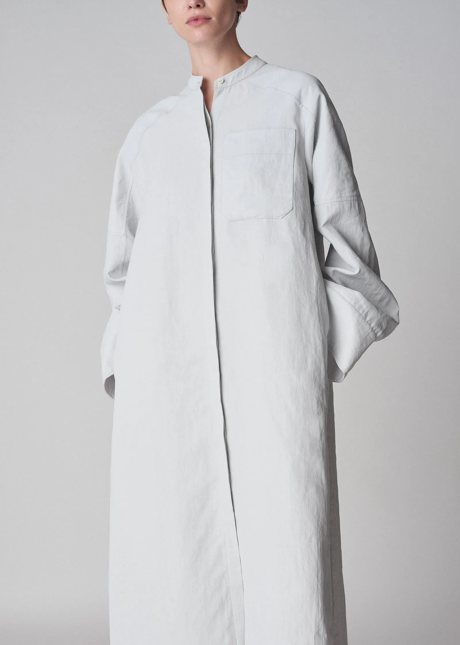 Long Linen Shirt Dress in Whisper Blue