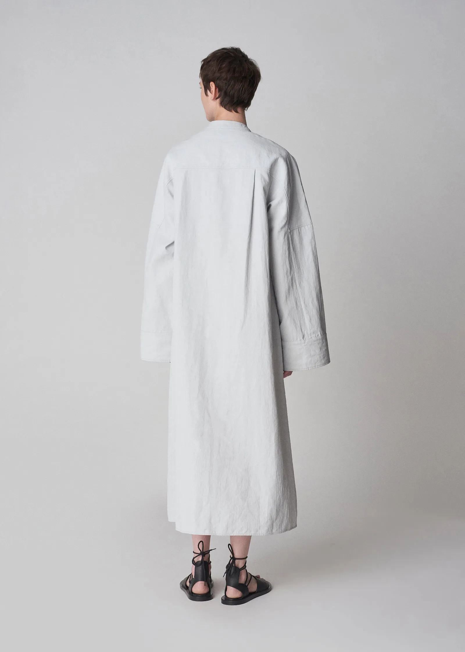 Long Linen Shirt Dress in Whisper Blue