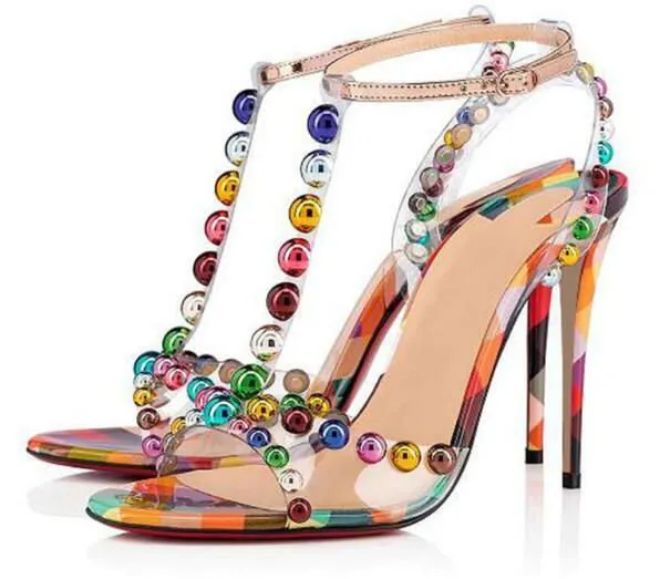 LovelyRLovely Bubble-trimmed Beaded Rivet Stiletto Heels