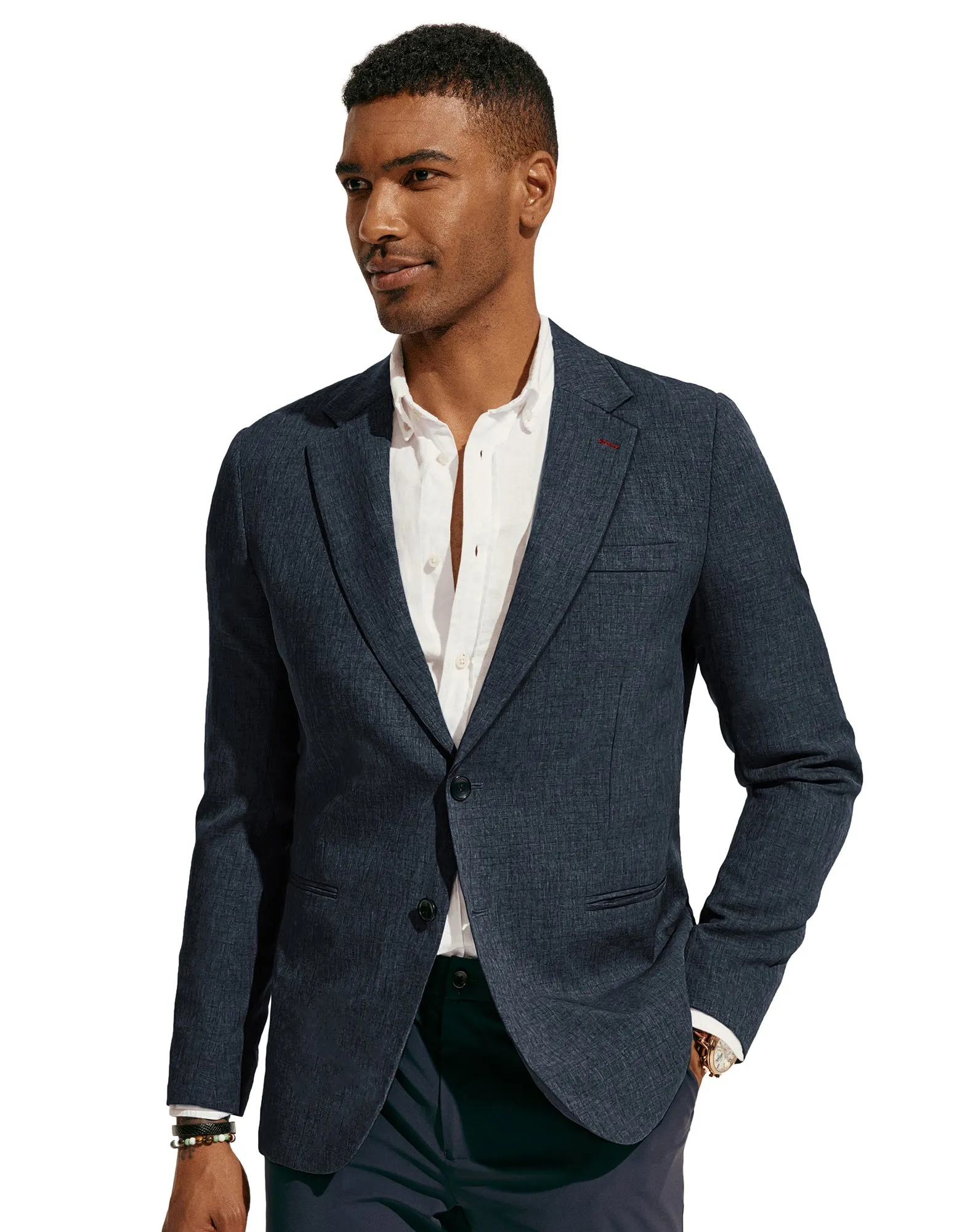 Men Notch Lapel Blazer Coat Casual Two Buttons Back Slit Suit Coats