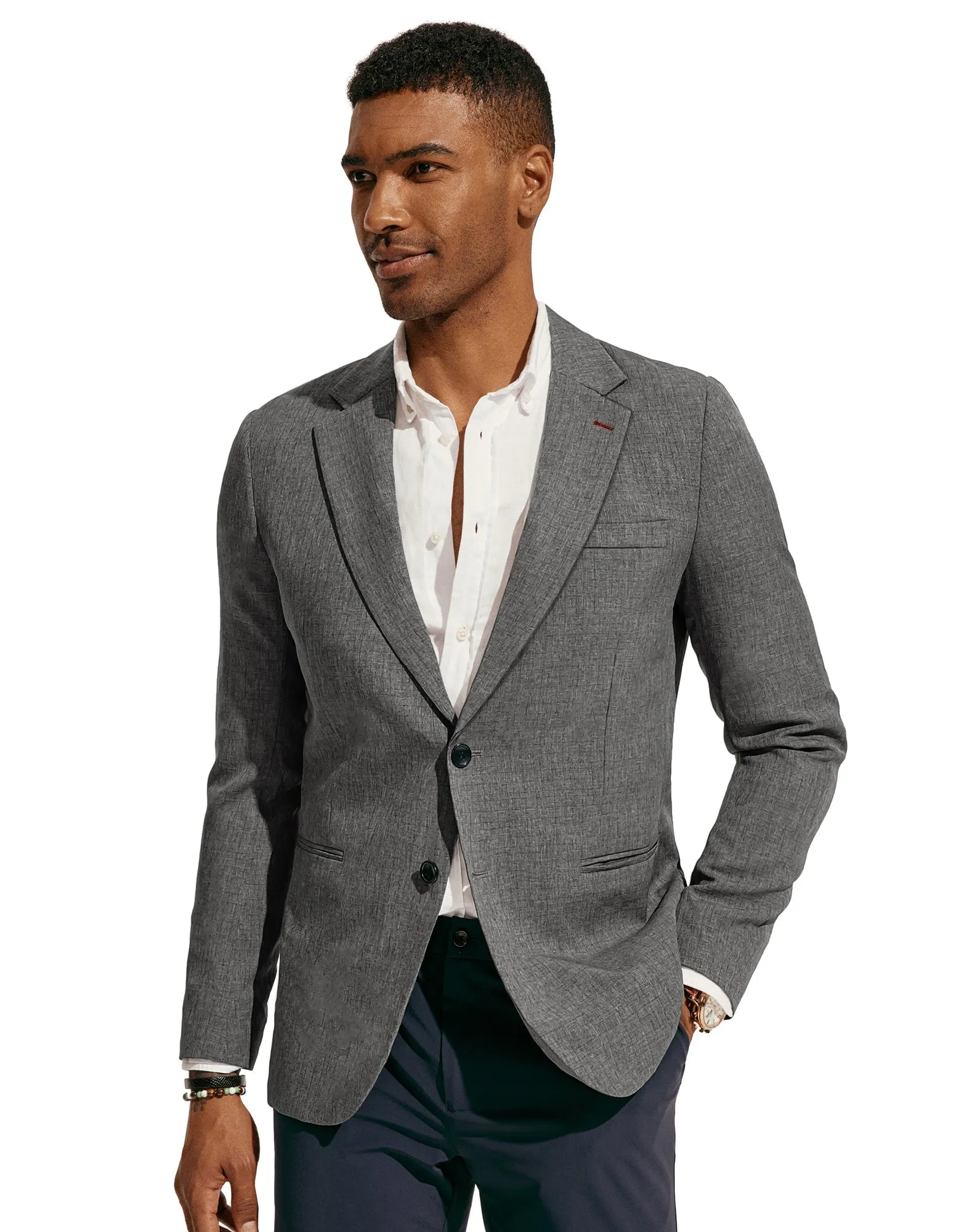 Men Notch Lapel Blazer Coat Casual Two Buttons Back Slit Suit Coats