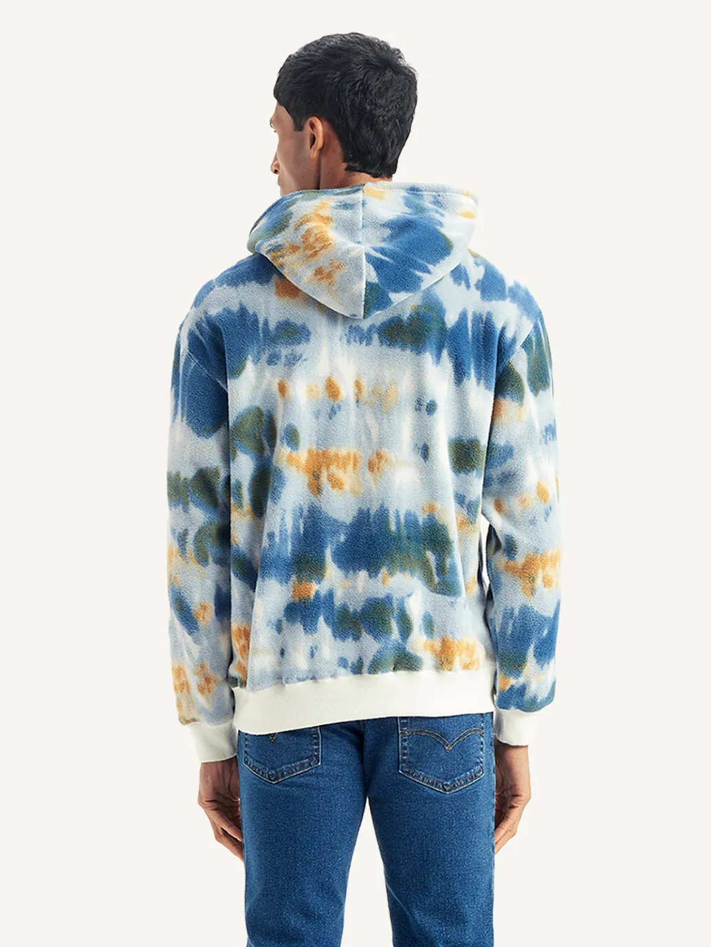 Men's Tie-Dye Light-Blue Hooded Sweatshirt