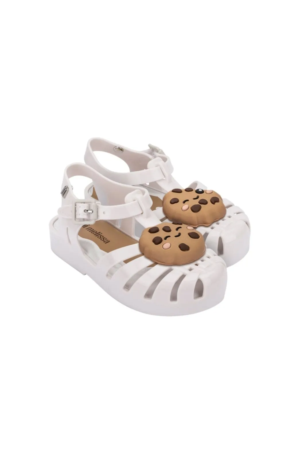 Mini Melissa Girls White MINI Chocolate Chip Cookies BB Sandals