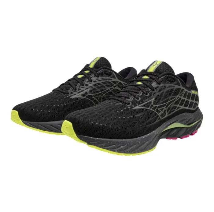 Mizuno Wave Inspire 20 Men's Running Shoes in Black/Silver/Sunny Lime AW24