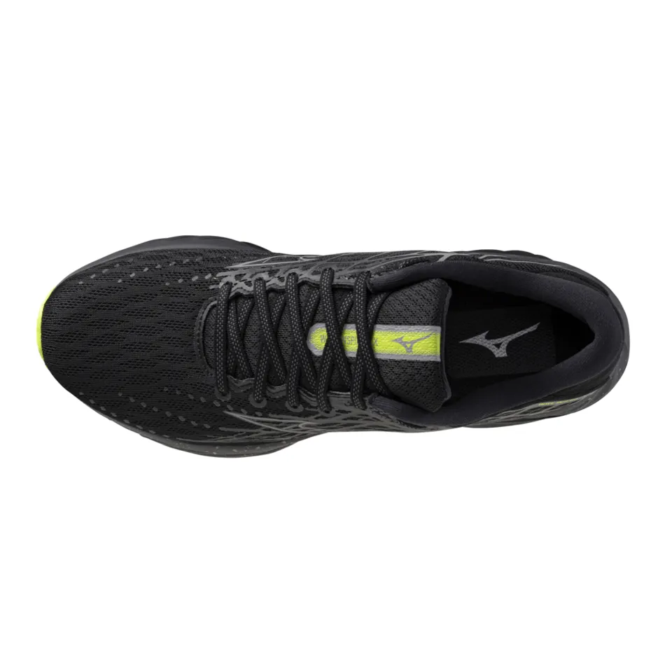 Mizuno Wave Inspire 20 Women's Running Shoes in Black/Silver/Sunny Lime AW24