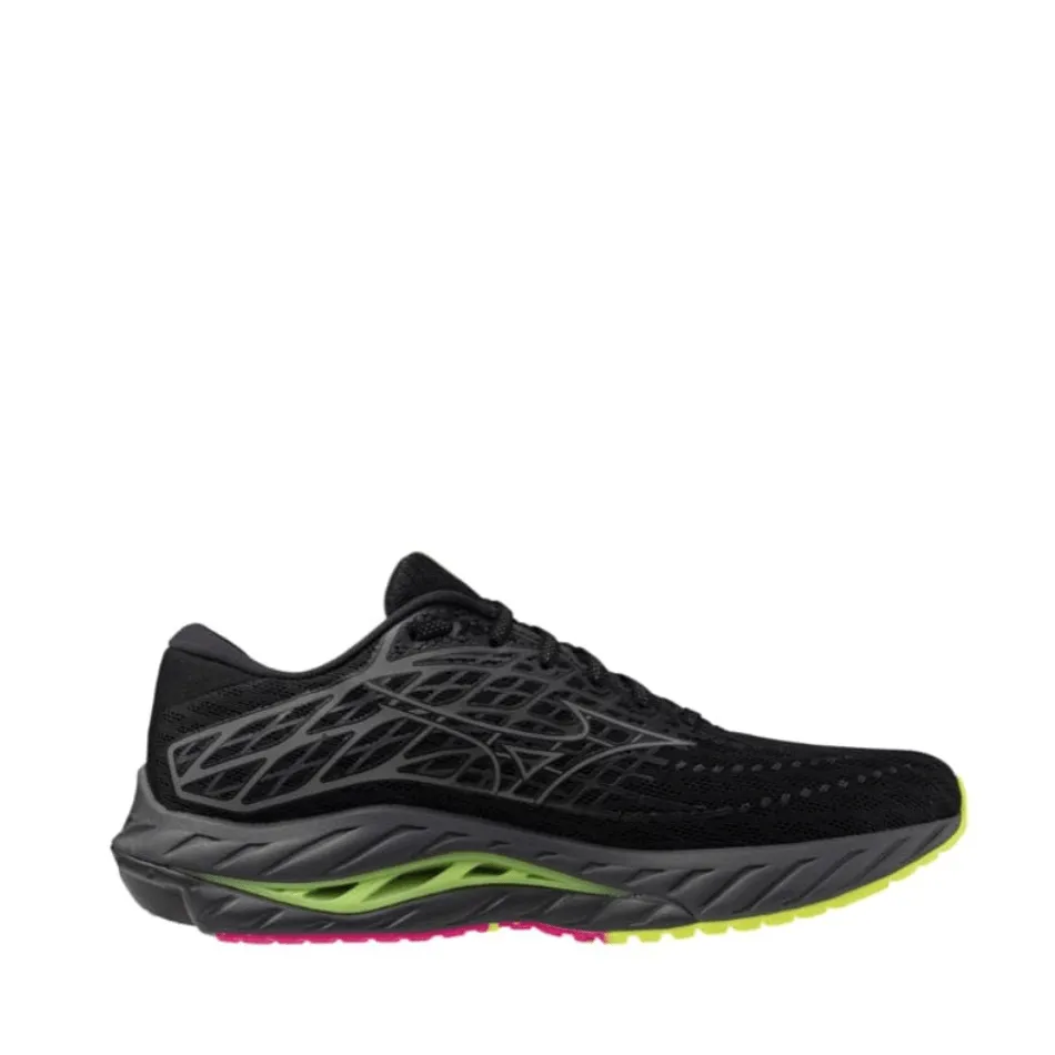 Mizuno Wave Inspire 20 Women's Running Shoes in Black/Silver/Sunny Lime AW24