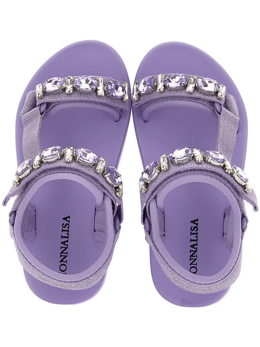 Monnalisa Hi-tech sandals with glam details-Purple