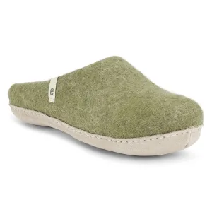 Moss Green Fair Trade Felt Slippers