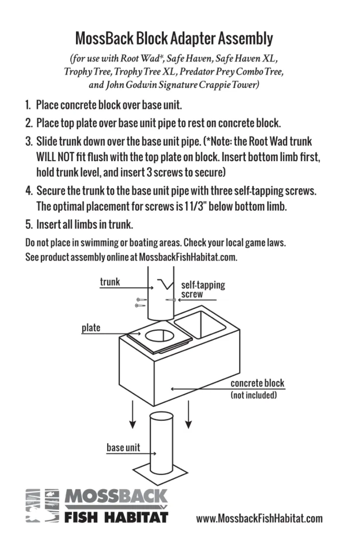 MossBack Fish Habitat Concrete Block Adapter