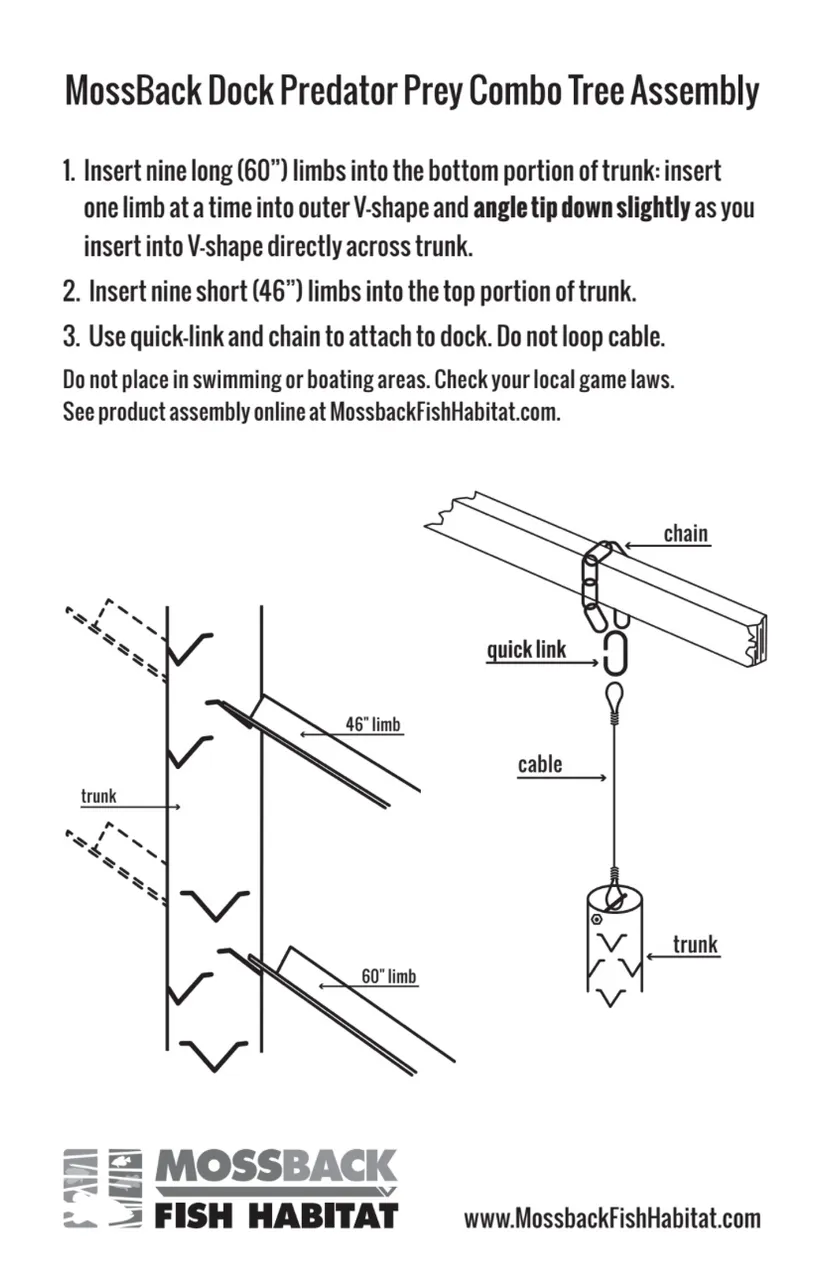 Mossback Fish Habitat Dock Predator Prey Combo Tree