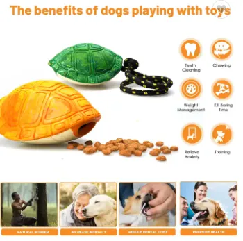 Natural Rubber Turtle Shell Treat Release Toy With Rope