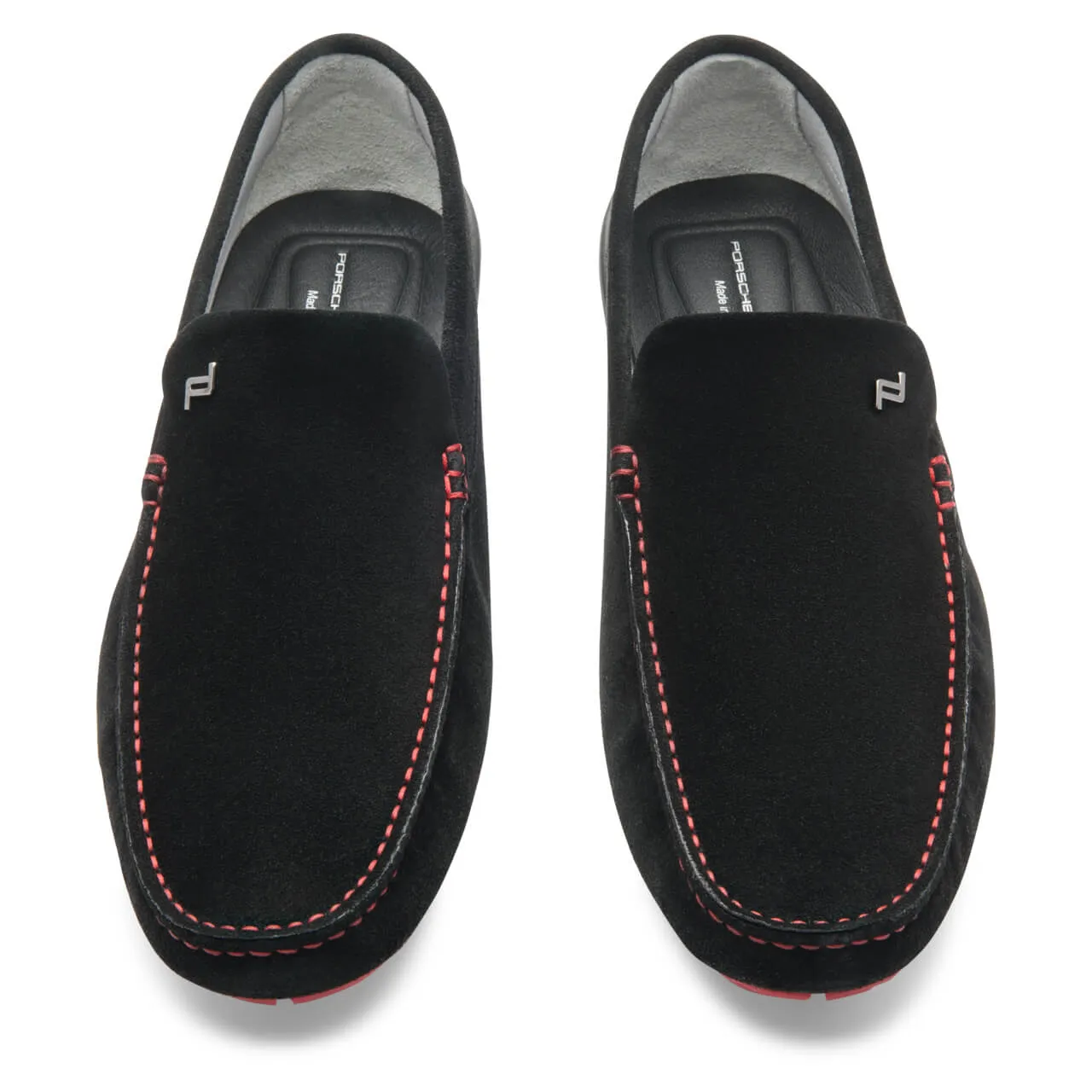 NEW Porsche Design Monaco Vel Injection Black/Red Moccasins US 8 $395