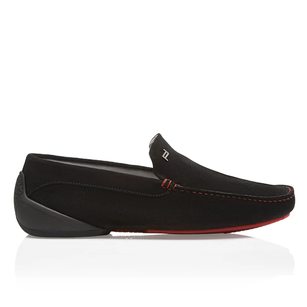 NEW Porsche Design Monaco Vel Injection Black/Red Moccasins US 8 $395