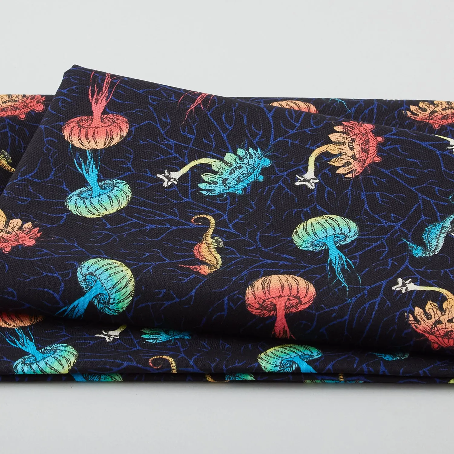 Ocean Menagerie - Jelly Fish & Sea Horses Black 2 Yard Cut