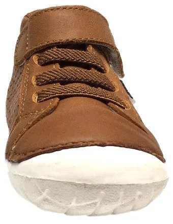 Old Soles Boy's and Girl's Pave Cheer Tan Leather High Top Elastic Hook and Loop Walker Baby Shoe Sneaker