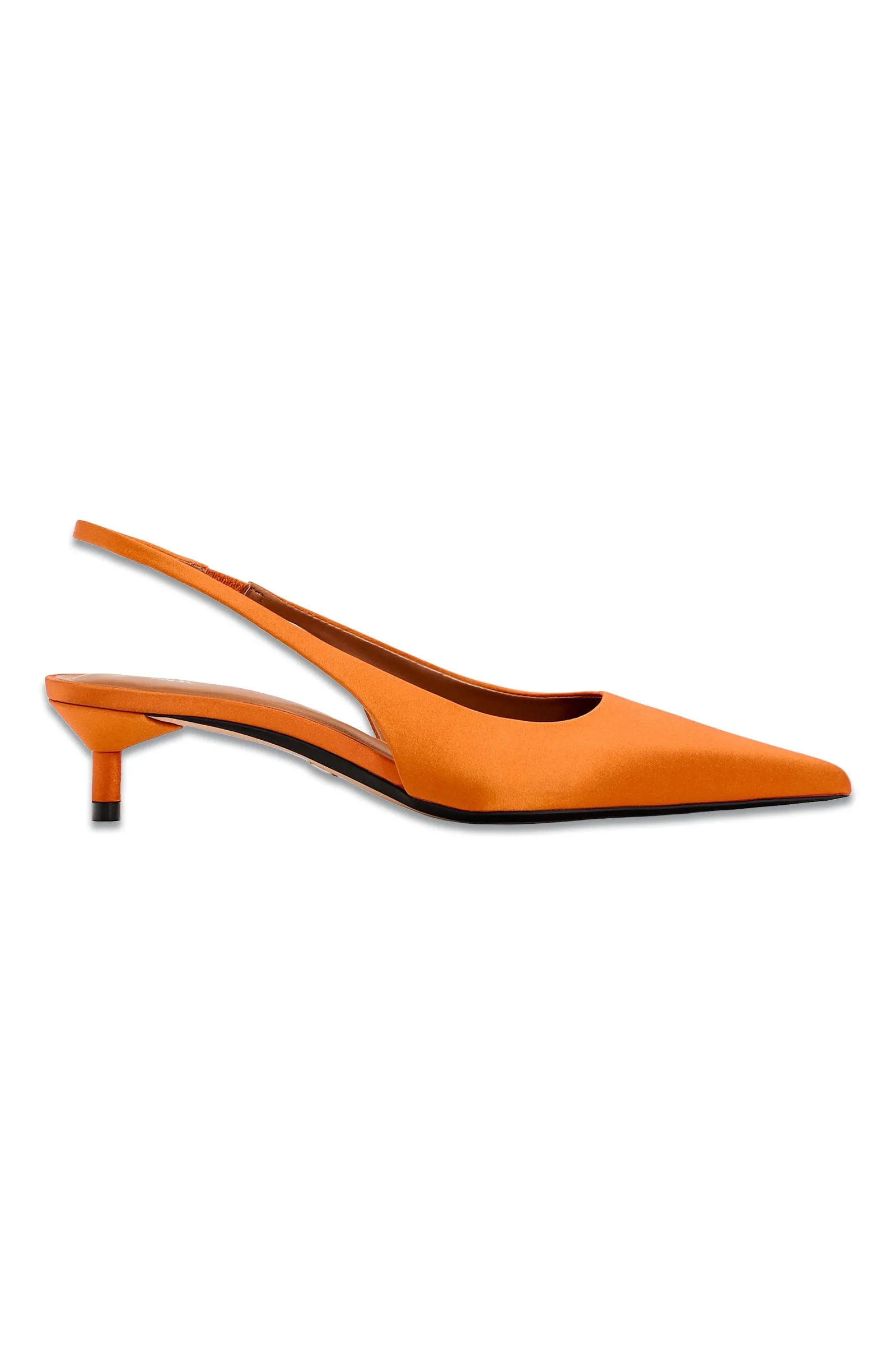 Orange Kitten Heel Fabric Slingback Shoes