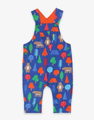 Organic Camping Bear Print Dungarees