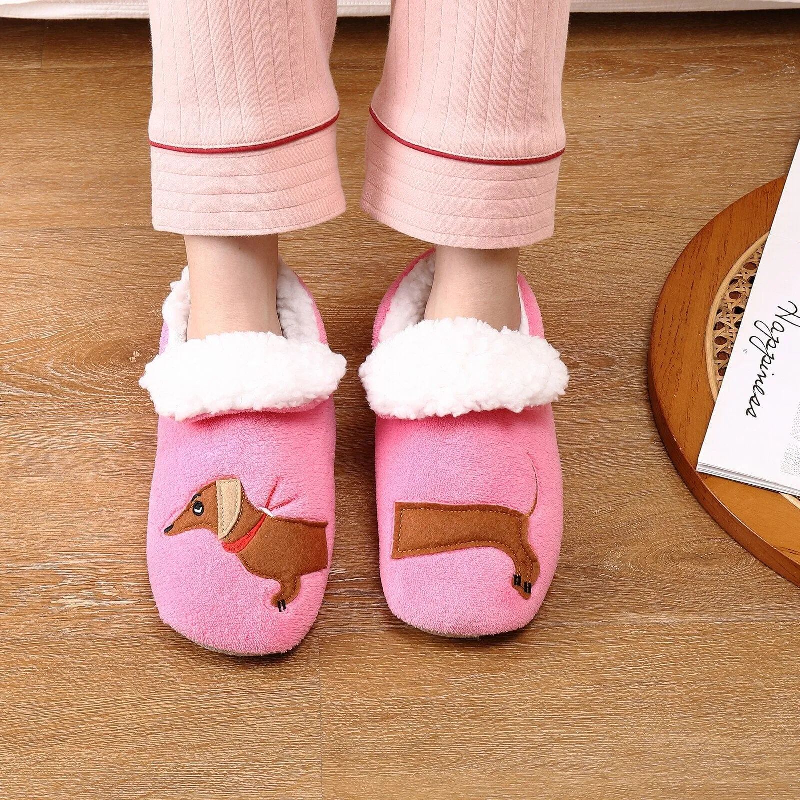 Pink Dachshund Slippers