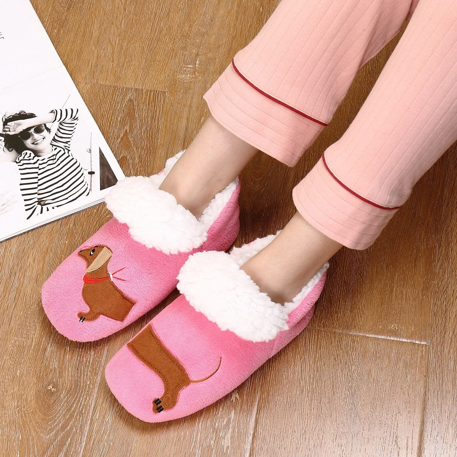 Pink Dachshund Slippers