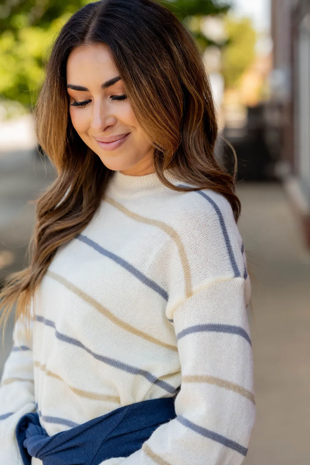 Relaxed Sleeve Striped Sweater