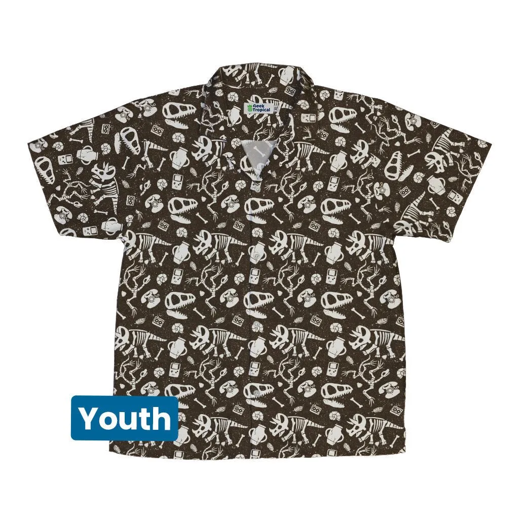 Retro Fossils and Dinosaurs Youth Hawaiian Shirt