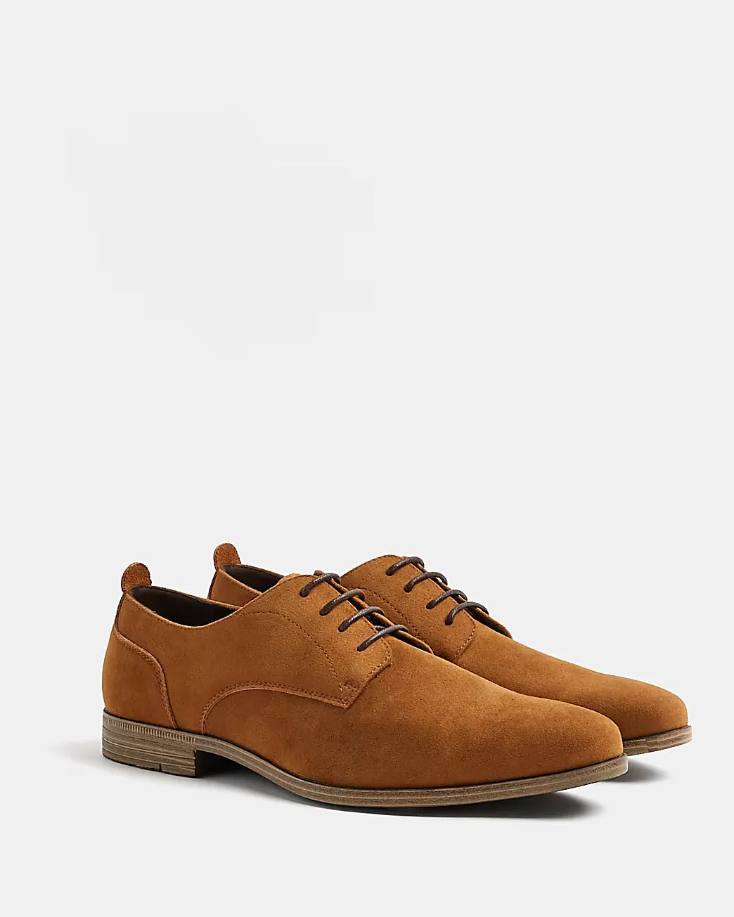 River Island Brown Wide Fit Suedette Mens Derby Shoes