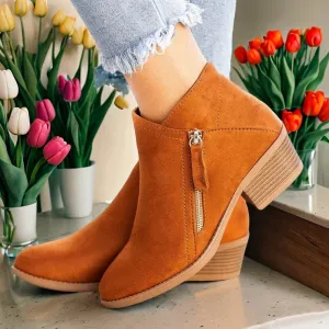 SH324 - Suede Double Side Zipper Boots