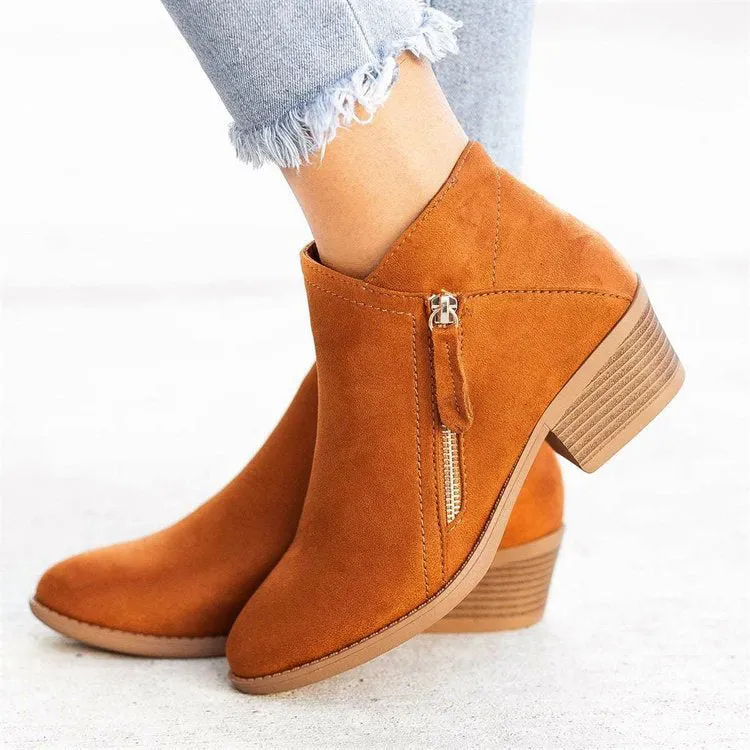 SH324 - Suede Double Side Zipper Boots