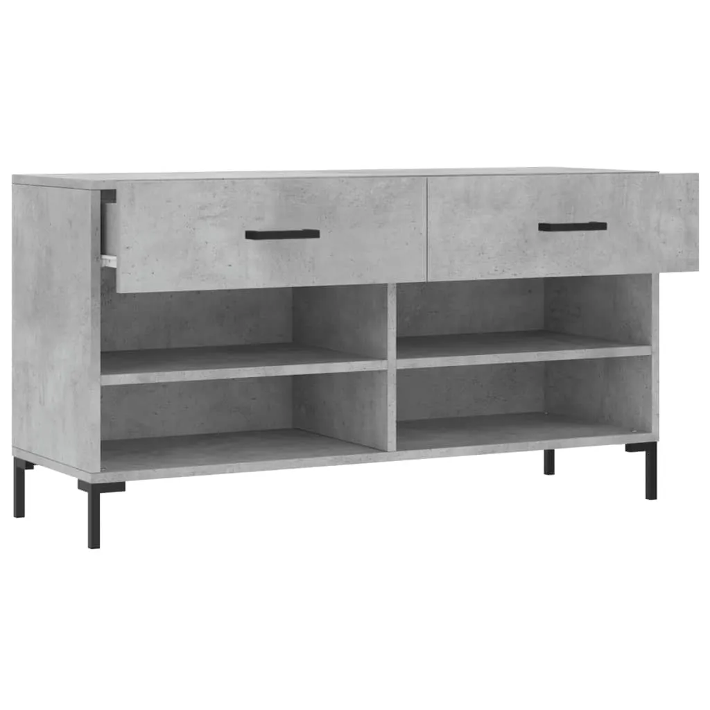 Shoe Bench Concrete Grey 102x35x55 cm Engineered Wood