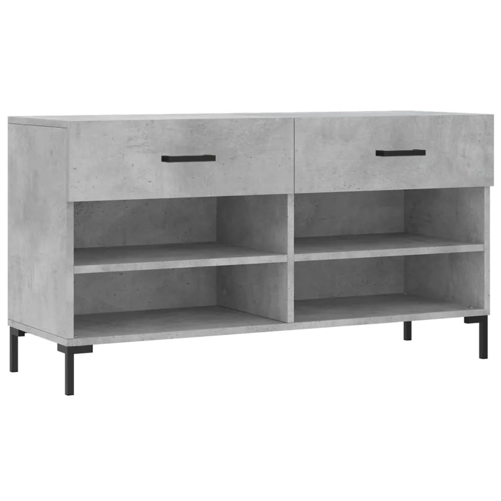 Shoe Bench Concrete Grey 102x35x55 cm Engineered Wood