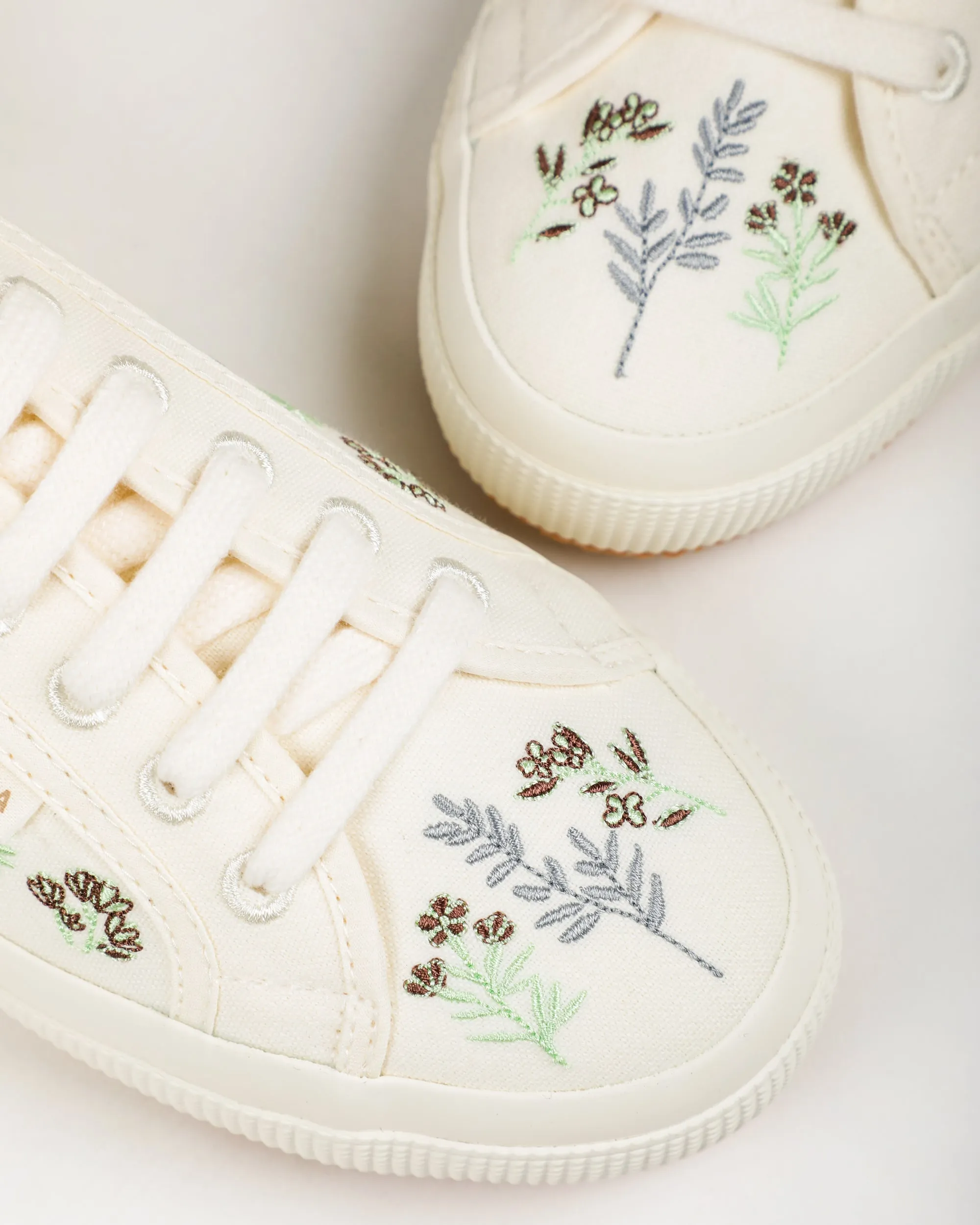 Superga 2750 Organic Flowers Embroidery Green Chocolate