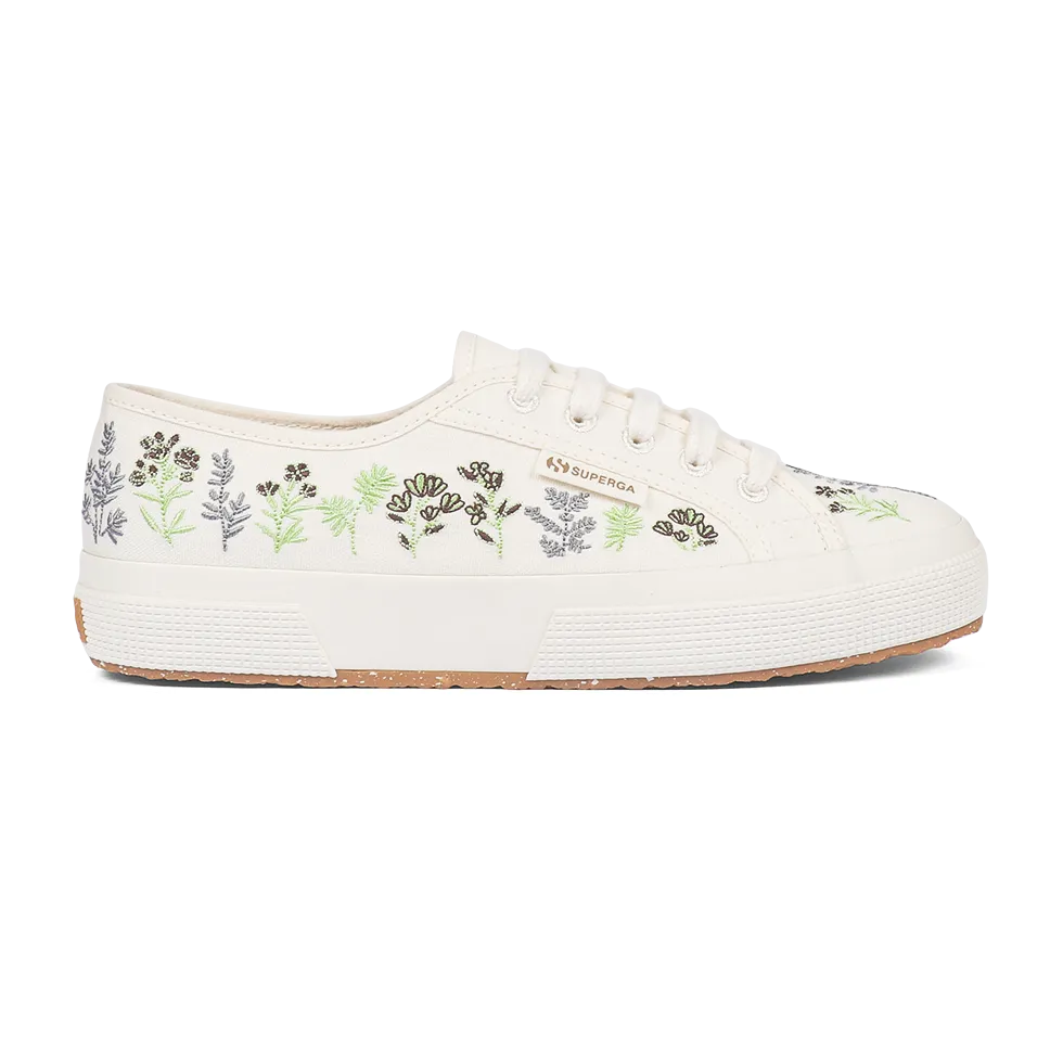 Superga 2750 Organic Flowers Embroidery Green Chocolate